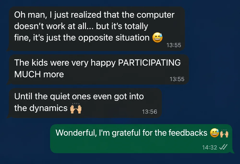 Real teacher feedback via WhatsApp 7