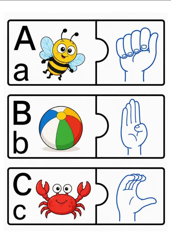 Example of the Sign Language Alphabet Puzzle game