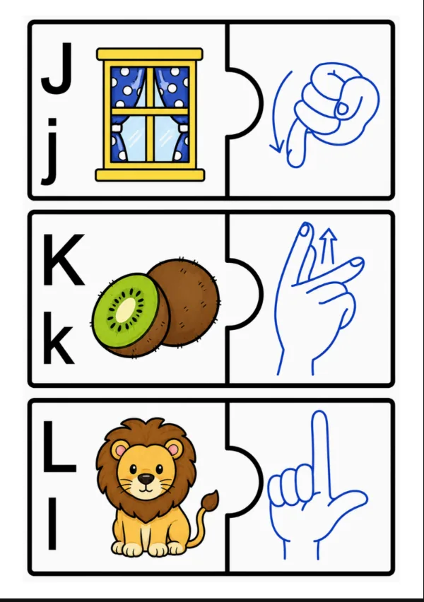 Example of the Sign Language Alphabet Puzzle game