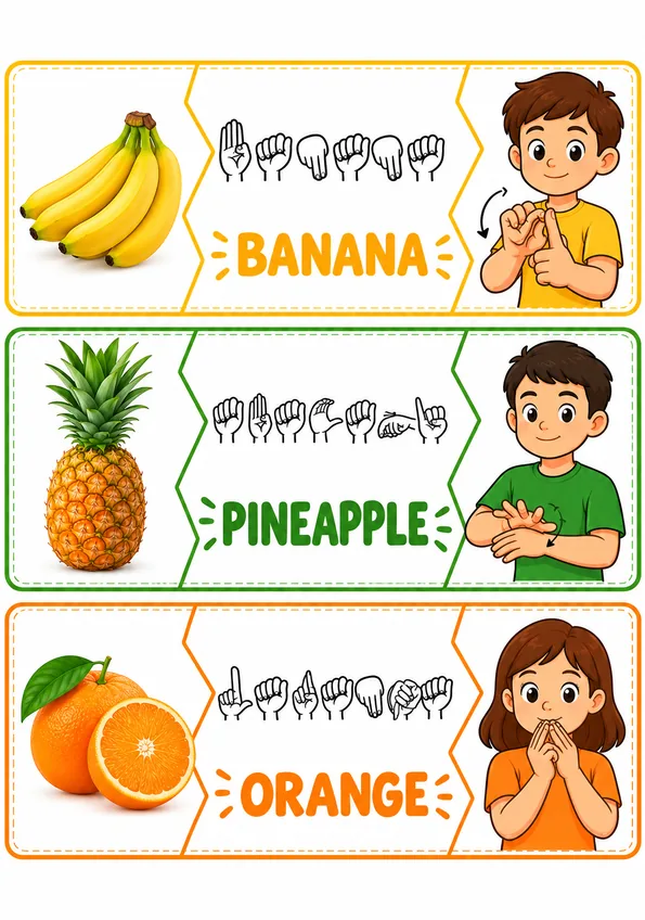 Example of the Sign Language Fruit Matching game
