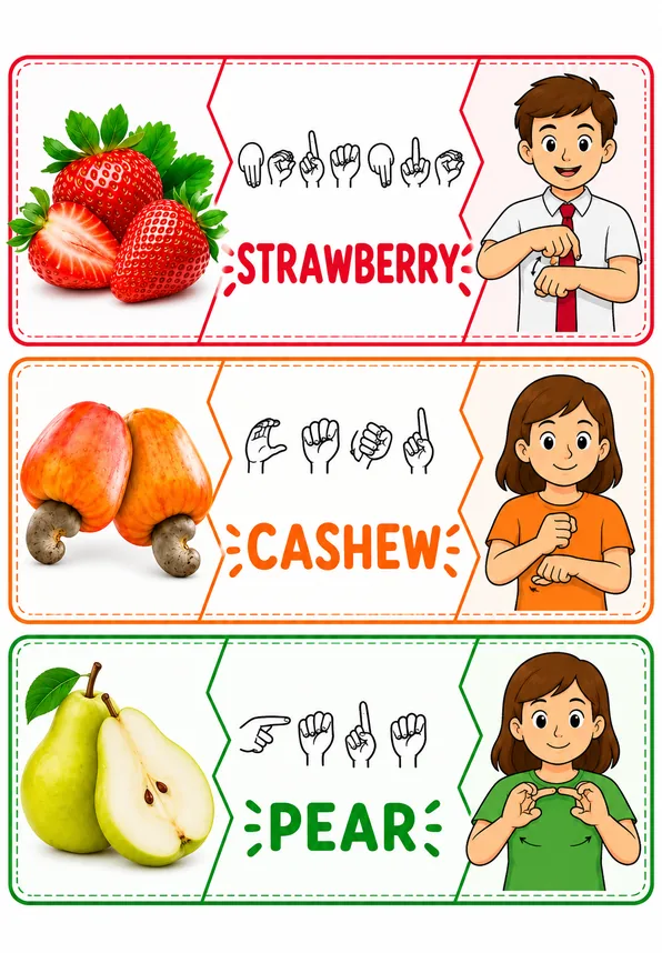 Example of the Sign Language Fruit Matching game
