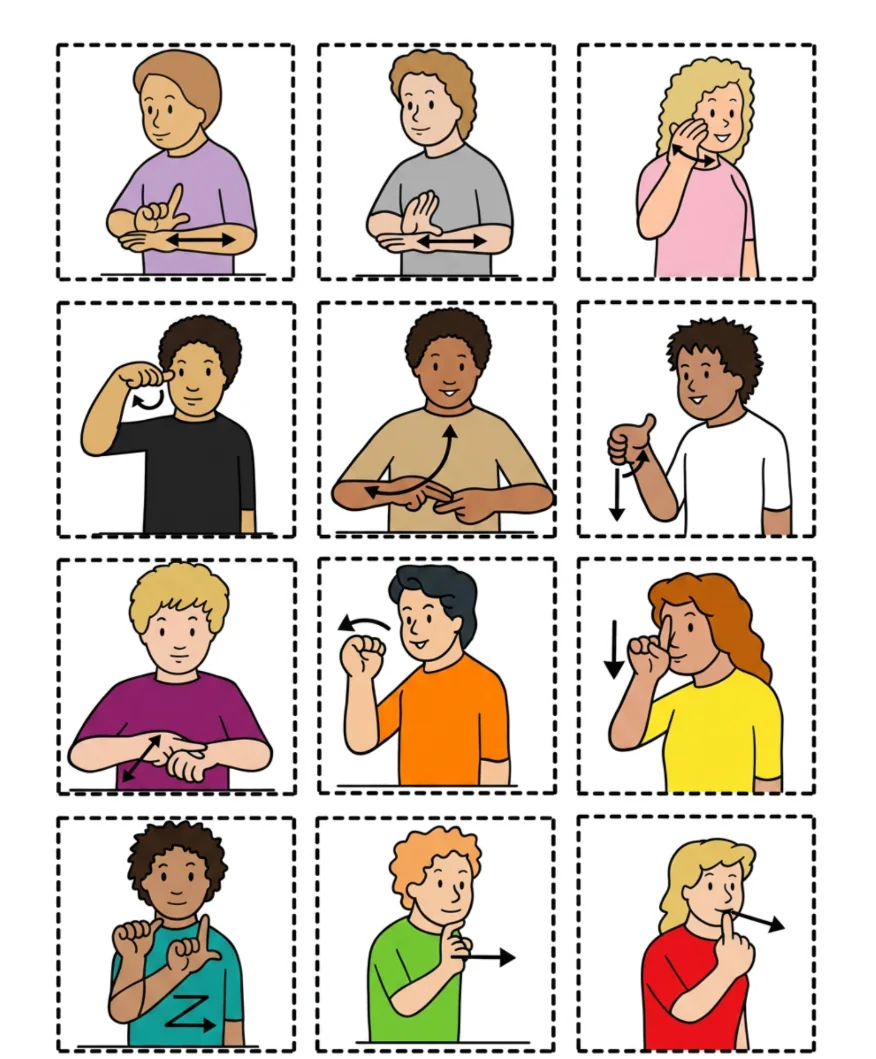 Activity and challenge cards in sign language