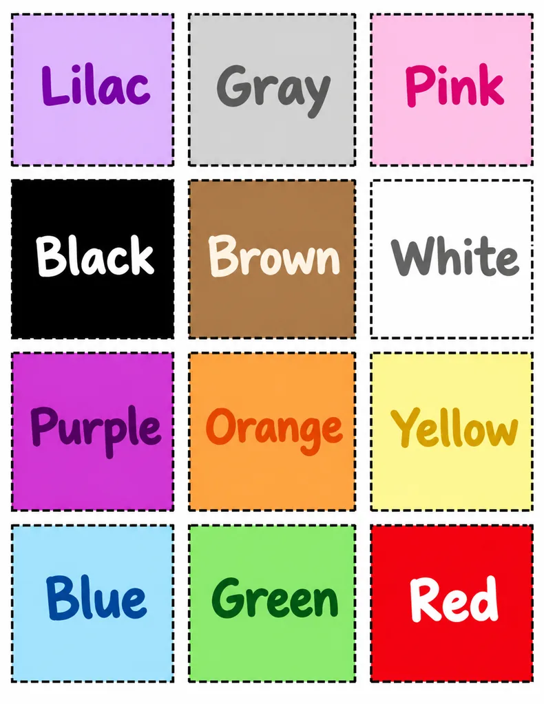 Colorful cards with signs and colors