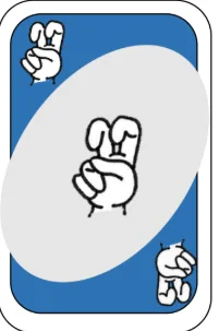 Blue card from the sign language UNO game